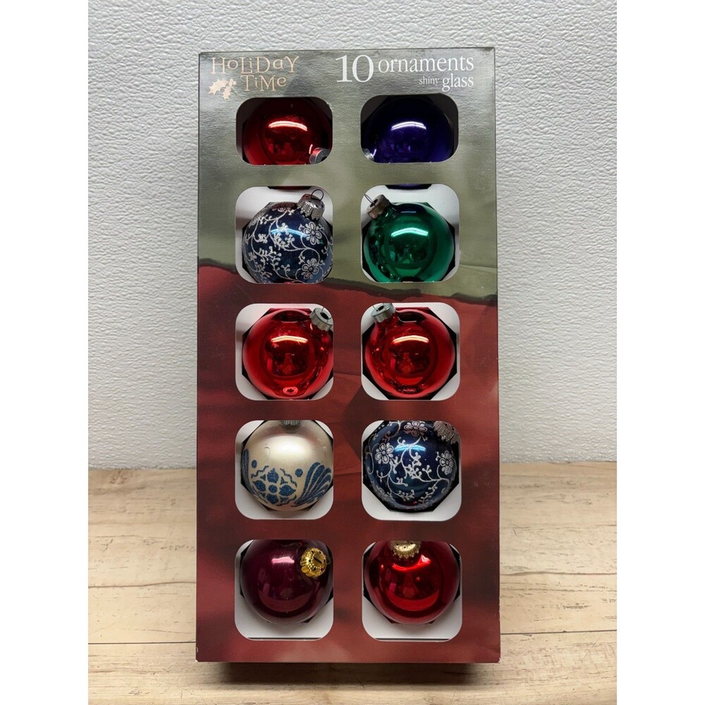 Vtg Set Of 10 Mixed Brands Hand Blown Glass Ball Christmas Tree Ornament